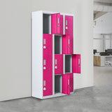 12-Door Locker for Office Gym Shed School Home Storage - 3-Digit Combination Lock - Front View