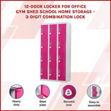 12-Door Locker for Office Gym Shed School Home Storage - 3-Digit Combination Lock - Side View