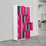 12-Door Locker for Office Gym Shed School Home Storage - 4-Digit Combination Lock - Front View
