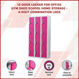 12-Door Locker for Office Gym Shed School Home Storage - 4-Digit Combination Lock