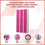 12-Door Locker for Office Gym Shed School Home Storage - 4-Digit Combination Lock - Side View