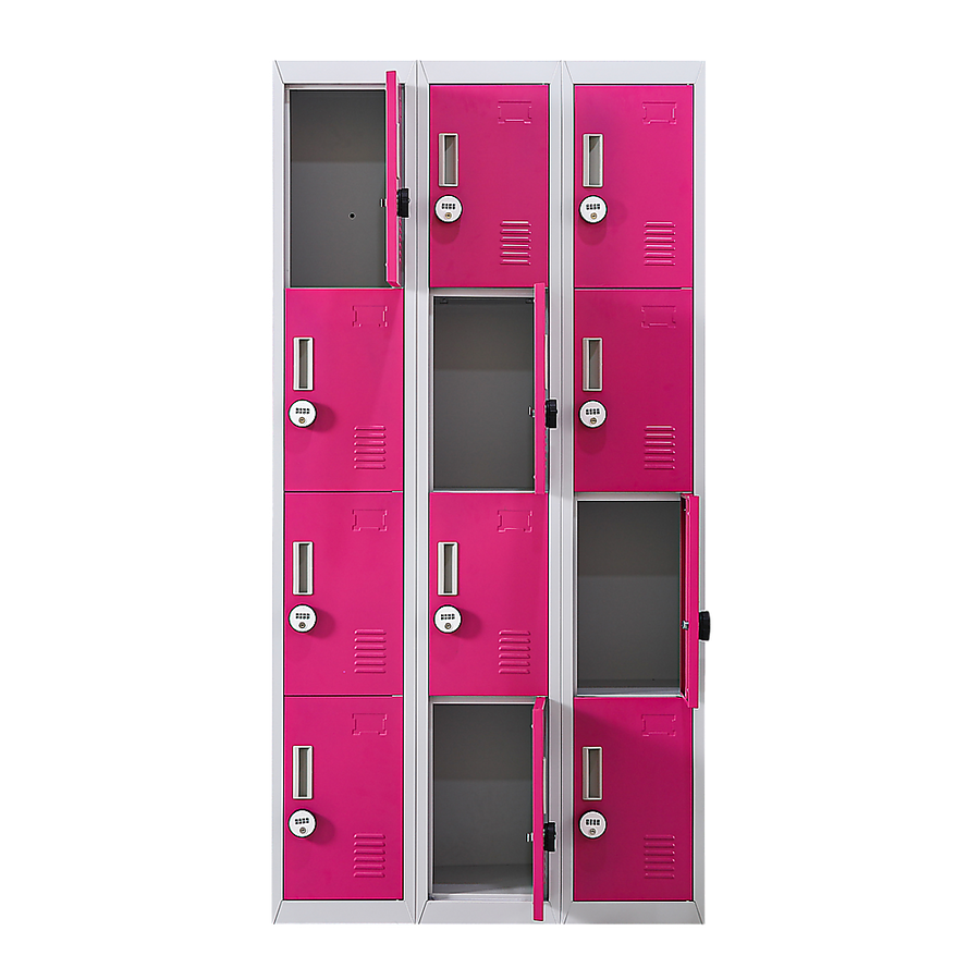 12-Door Locker for Office Gym Shed School Home Storage - 4-Digit Combination Lock