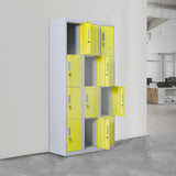 12-Door Locker for Office Gym Shed School Home Storage - Standard Lock with 2 Keys - Front View