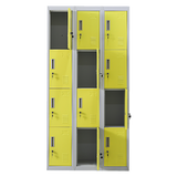 12-Door Locker for Office Gym Shed School Home Storage - Standard Lock with 2 Keys - Top-Down View