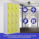 12-Door Locker for Office Gym Shed School Home Storage - Standard Lock with 2 Keys - Rear View