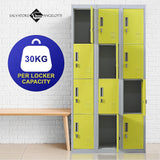 12-Door Locker for Office Gym Shed School Home Storage - Padlock-operated - Close-Up Angle