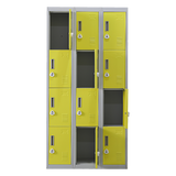 12-Door Locker for Office Gym Shed School Home Storage - 3-Digit Combination Lock - Top-Down View