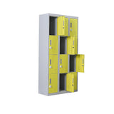 12-Door Locker for Office Gym Shed School Home Storage - 3-Digit Combination Lock - Rear View