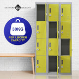 12-Door Locker for Office Gym Shed School Home Storage - 3-Digit Combination Lock - Close-Up Angle