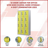 12-Door Locker for Office Gym Shed School Home Storage - 4-Digit Combination Lock - Side View