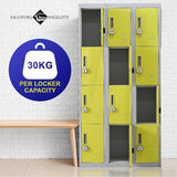 12-Door Locker for Office Gym Shed School Home Storage - 4-Digit Combination Lock - Close-Up Angle