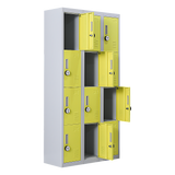 12-Door Locker for Office Gym Shed School Home Storage - 4-Digit Combination Lock - Rear View