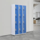 12-Door Locker for Office Gym Shed School Home Storage - Standard Lock with Keys - Front View