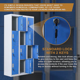12-Door Locker for Office Gym Shed School Home Storage - Standard Lock with Keys - Rear View