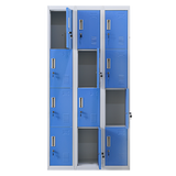 12-Door Locker for Office Gym Shed School Home Storage - Standard Lock with Keys - Close-Up Angle