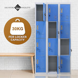 12-Door Locker for Office Gym Shed School Home Storage - Standard Lock with Keys - Low Angle