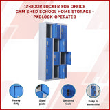 12-Door Locker for Office Gym Shed School Home Storage - Padlock-operated - Side View