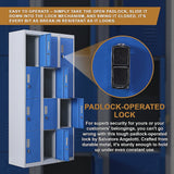 12-Door Locker for Office Gym Shed School Home Storage - Padlock-operated - Rear View