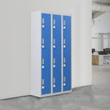 12-Door Locker for Office Gym Shed School Home Storage - 3-Digit Combination Lock - Front View