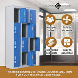 12-Door Locker for Office Gym Shed School Home Storage - 3-Digit Combination Lock - 45-Degree Angle