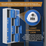 12-Door Locker for Office Gym Shed School Home Storage - 3-Digit Combination Lock