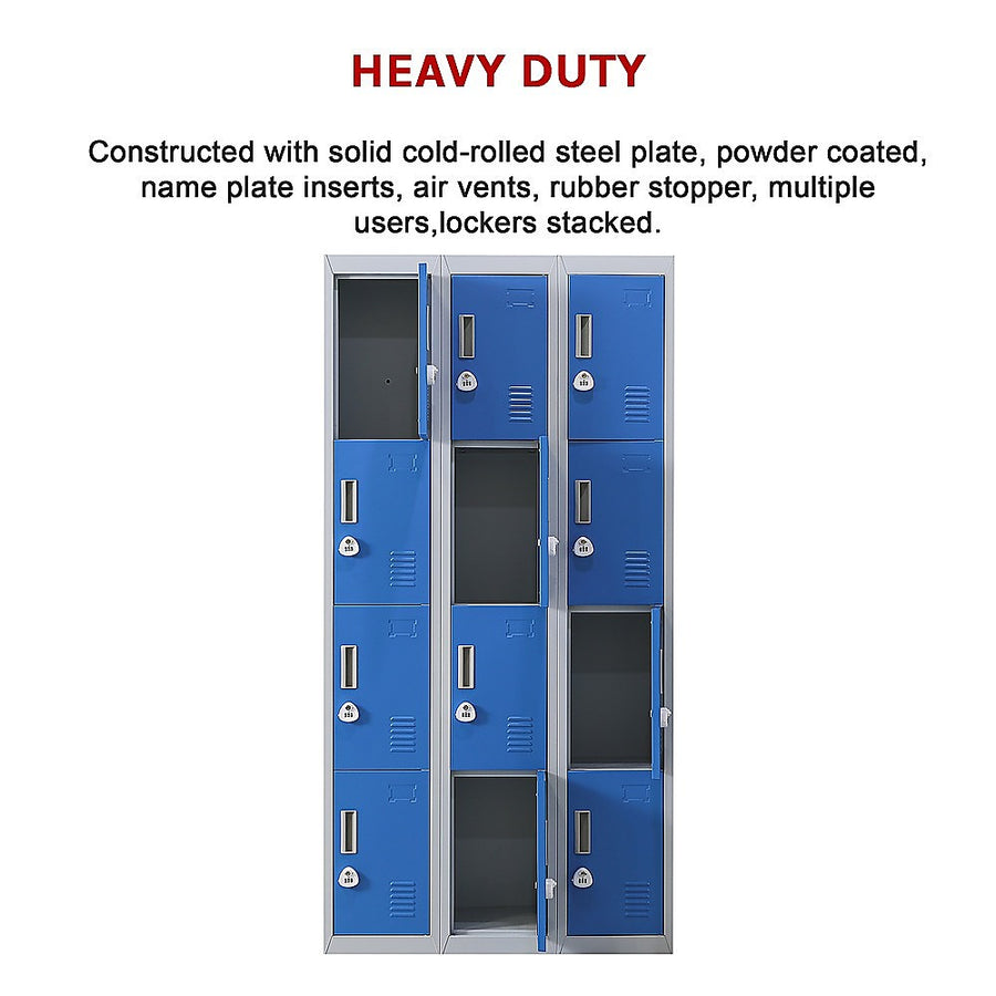 12-Door Locker for Office Gym Shed School Home Storage - 3-Digit Combination Lock