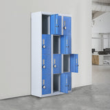 12-Door Locker for Office Gym Shed School Home Storage - 4-Digit Combination Lock - Front View