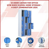 12-Door Locker for Office Gym Shed School Home Storage - 4-Digit Combination Lock - Side View