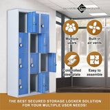 12-Door Locker for Office Gym Shed School Home Storage - 4-Digit Combination Lock - Top-Down View