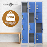12-Door Locker for Office Gym Shed School Home Storage - 4-Digit Combination Lock - Low Angle