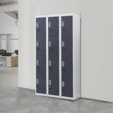 12-Door Locker for Office Gym Shed School Home Storage - Standard Lock with Keys - Front View