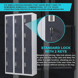 12-Door Locker for Office Gym Shed School Home Storage - Standard Lock with Keys - Close-Up Angle
