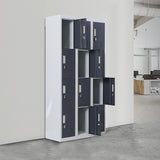 12-Door Locker for Office Gym Shed School Home Storage - Padlock-operated - Front View