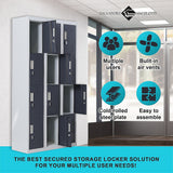 12-Door Locker for Office Gym Shed School Home Storage - Padlock-operated - Top-Down View