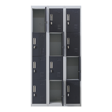 12-Door Locker for Office Gym Shed School Home Storage - Padlock-operated - 45-Degree Angle