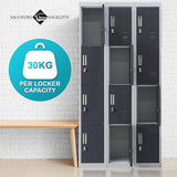 12-Door Locker for Office Gym Shed School Home Storage - Padlock-operated - Low Angle