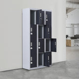 12-Door Locker for Office Gym Shed School Home Storage - 3-Digit Combination Lock - Front View