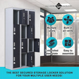 12-Door Locker for Office Gym Shed School Home Storage - 3-Digit Combination Lock - 45-Degree Angle