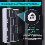 12-Door Locker for Office Gym Shed School Home Storage - 3-Digit Combination Lock - Close-Up Angle