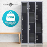 12-Door Locker for Office Gym Shed School Home Storage - 3-Digit Combination Lock - Low Angle