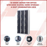 12-Door Locker for Office Gym Shed School Home Storage - 4-Digit Combination Lock - Side View