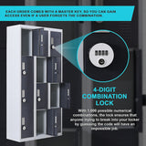 12-Door Locker for Office Gym Shed School Home Storage - 4-Digit Combination Lock - Rear View