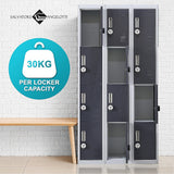 12-Door Locker for Office Gym Shed School Home Storage - 4-Digit Combination Lock - Low Angle