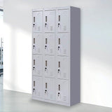 12-Door Locker for Office Gym Shed School Home Storage - Standard Lock with Keys - Front View