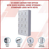 12-Door Locker for Office Gym Shed School Home Storage - Standard Lock with Keys - Top-Down View