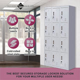 12-Door Locker for Office Gym Shed School Home Storage - Standard Lock with Keys - Rear View