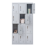 12-Door Locker for Office Gym Shed School Home Storage - Padlock-operated - 45-Degree Angle