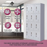 12-Door Locker for Office Gym Shed School Home Storage - Padlock-operated - Rear View