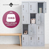 12-Door Locker for Office Gym Shed School Home Storage - Padlock-operated - Extra Image