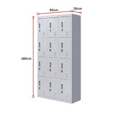 12-Door Locker for Office Gym Shed School Home Storage - Padlock-operated